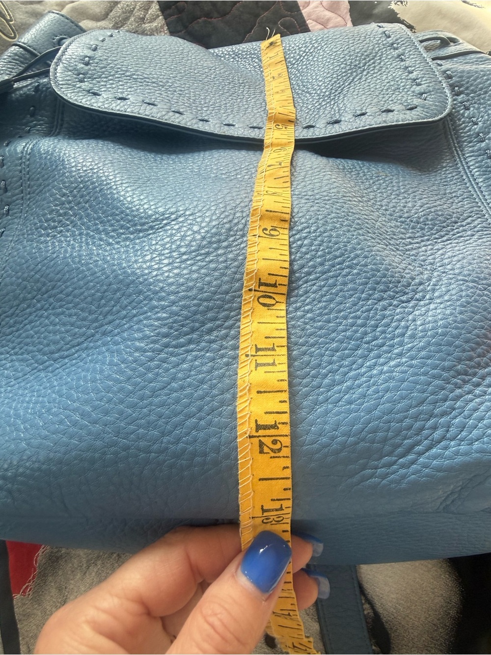 Cole Haan Pebbled Blue Leather Backpack - Sleek Everyday Carry - Picture 8 of 10